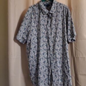 Perry Ellis Paisley Green Short Sleeve Button Up Size 2x